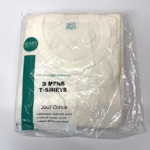 Vintage Sears T-Shirts 3 Pack USA Crew Neck Mens Small (34-36) White 70s